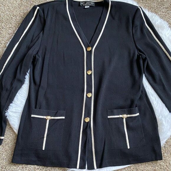 St. John Collection by Marie Gray Santana Knit Sweater Jacket Black Label Unworn - Picture 9 of 14